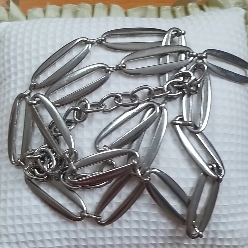 Vintage RETRO Stainless Steel oval chain belt